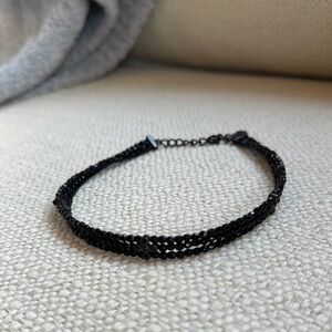 Elegant Black Beaded Choker Necklace with Polished Finish